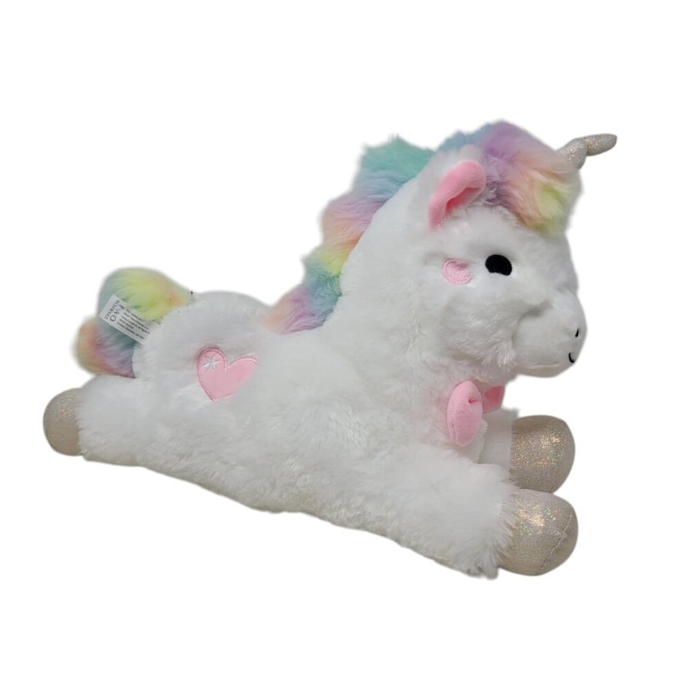 FAO Schwarz Glow Brights Unicorn Soft Plush Lights Sounds Rainbow Mane/Tail 16"